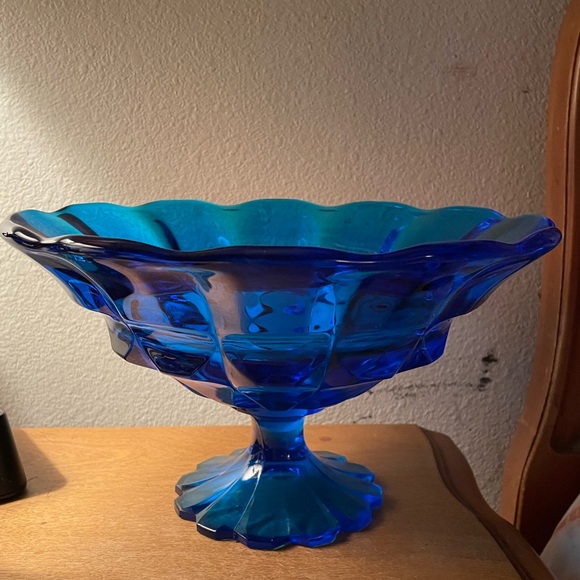 Kitchen Vintage Glass Cobalt Blue Fruit Bowl Poshmark